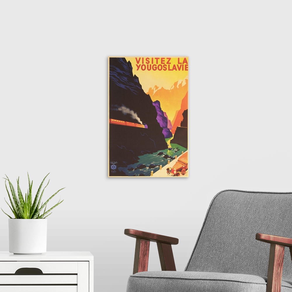 A modern room featuring Yugoslavia Travel Poster