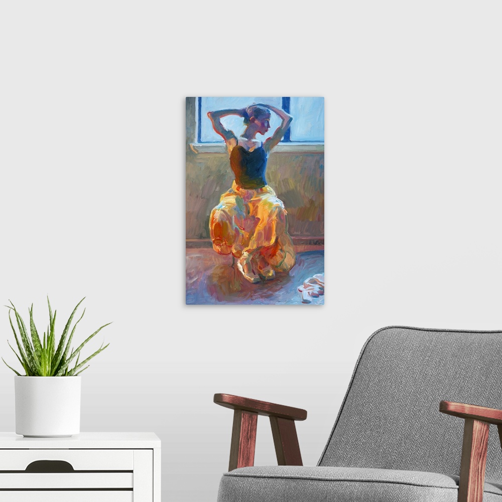 A modern room featuring Seated Dancer