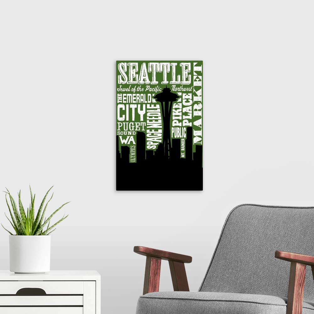 A modern room featuring Space Needle Silhouette