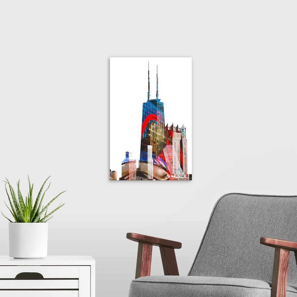 A modern room featuring Willis Tower