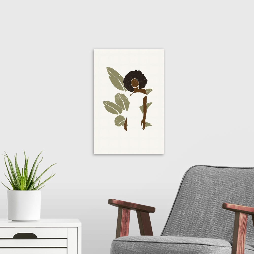 A modern room featuring Boho Bird Of Paradise Leaves I