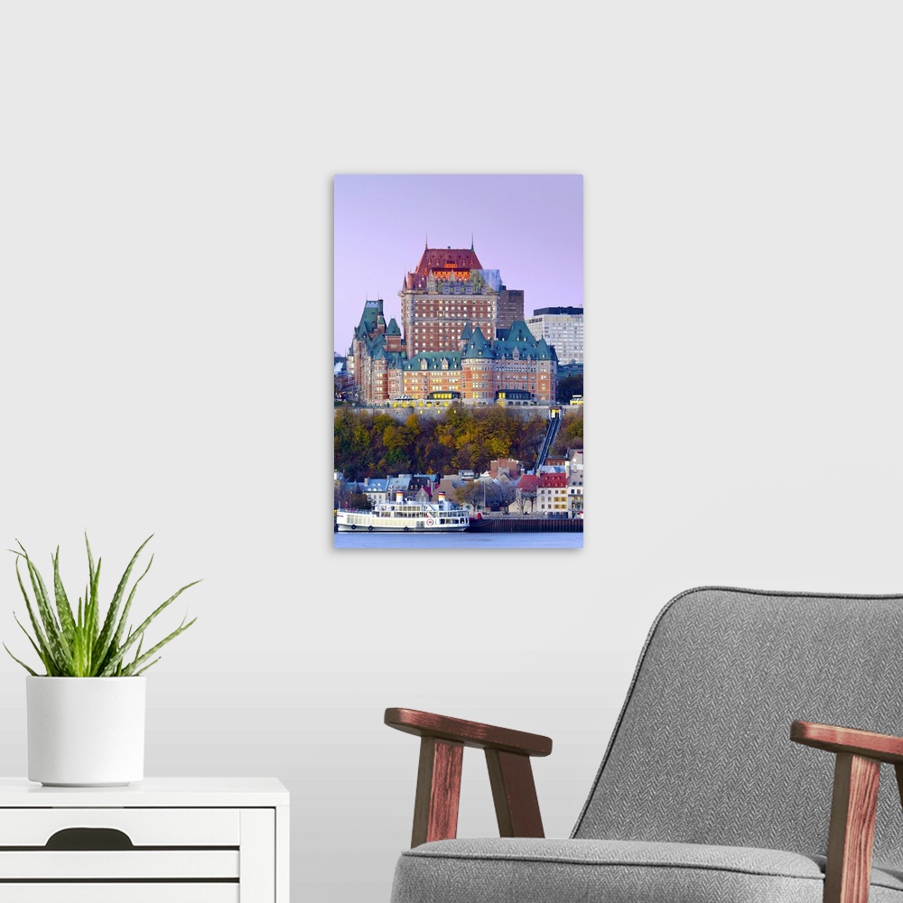 A modern room featuring Canada, Quebec, Quebec City, Vieux Quebec or Old Quebec across Saint Lawrence River or Fleuve Sai...