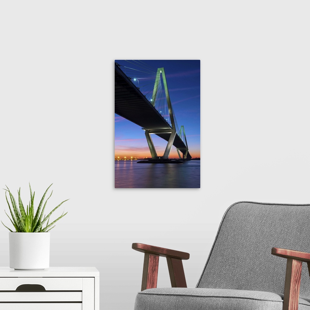 A modern room featuring Charleston, South Carolina, Arthur Ravenel Junior Bridge, Cable-Stayed Bridge, Cooper River.