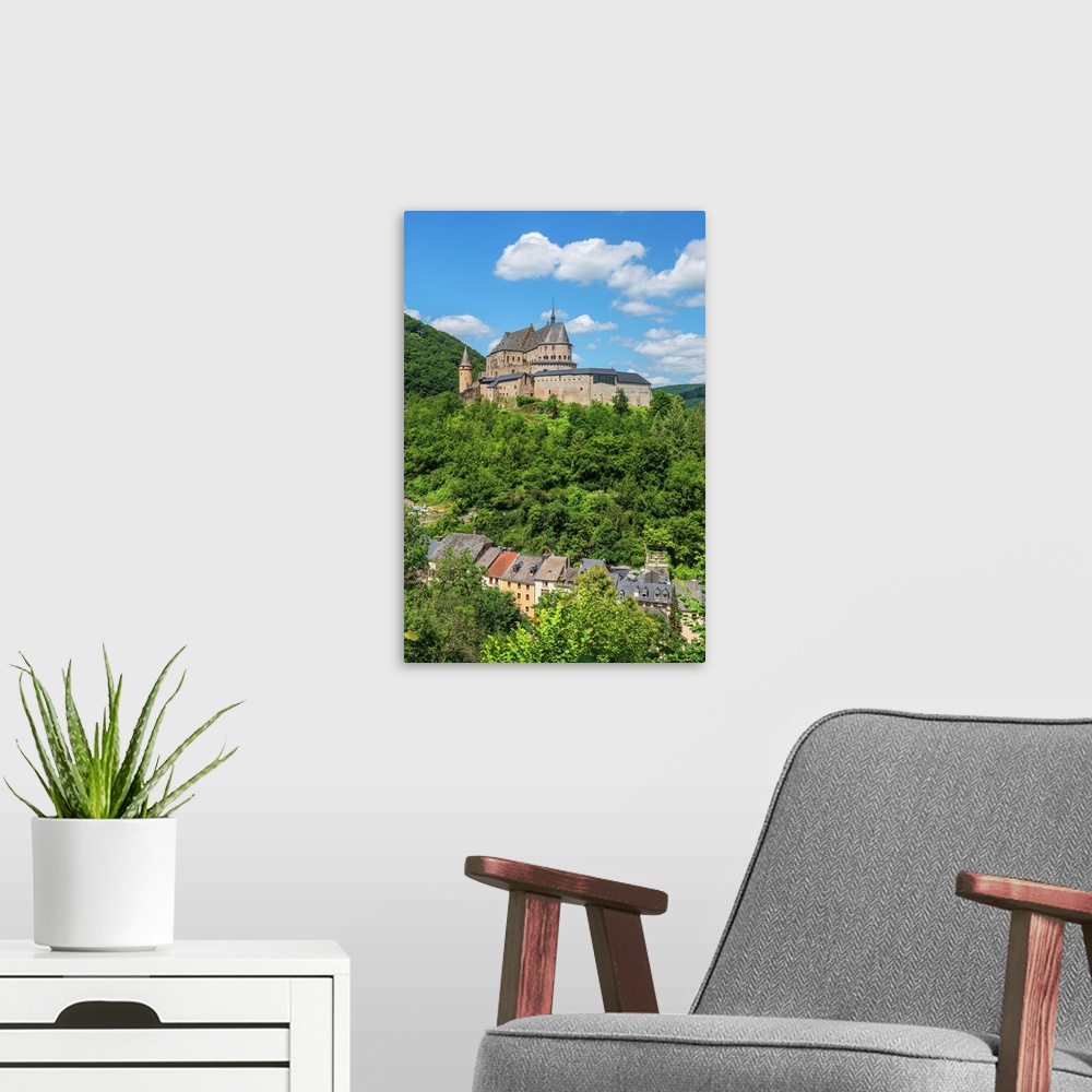 A modern room featuring View at Vianden with Castle, Kanton Vianden, Luxembourg.