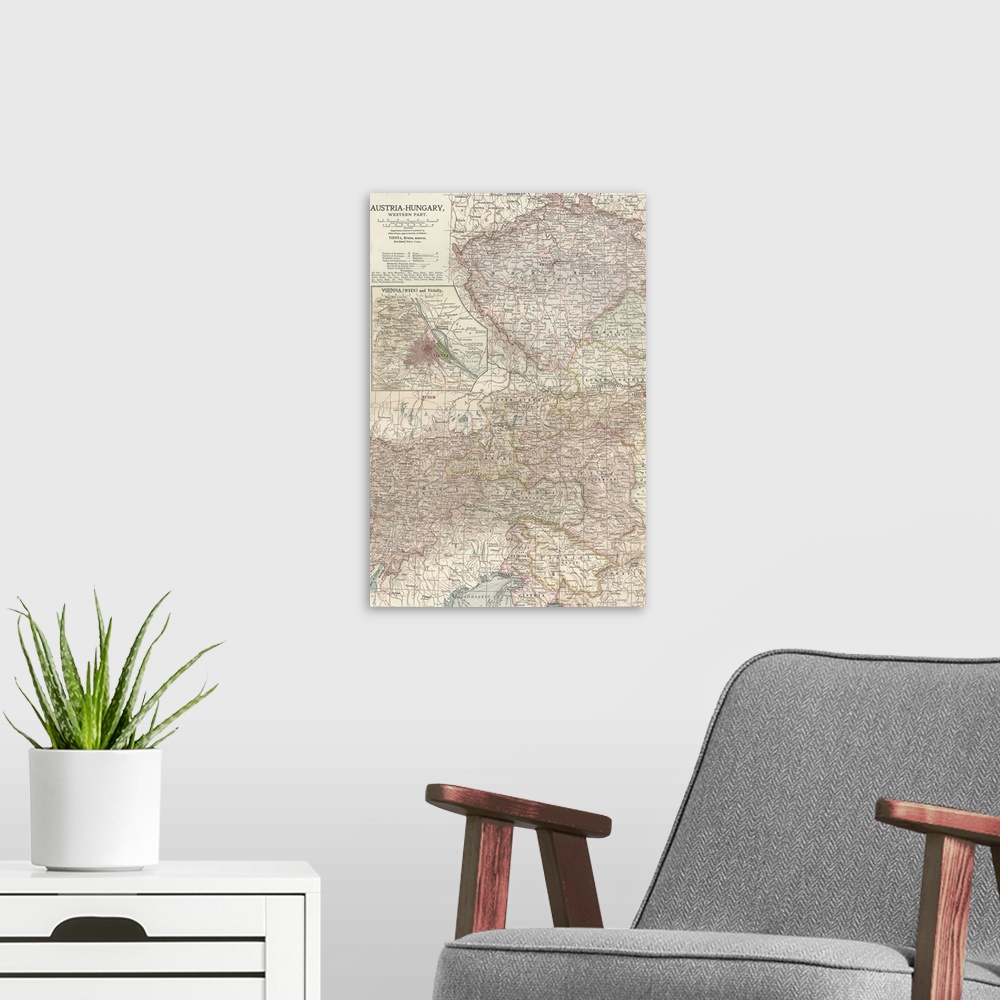 A modern room featuring Austria-Hungary, Western Part - Vintage Map