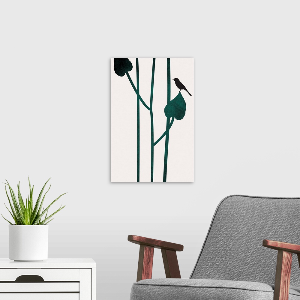 A modern room featuring The Bird