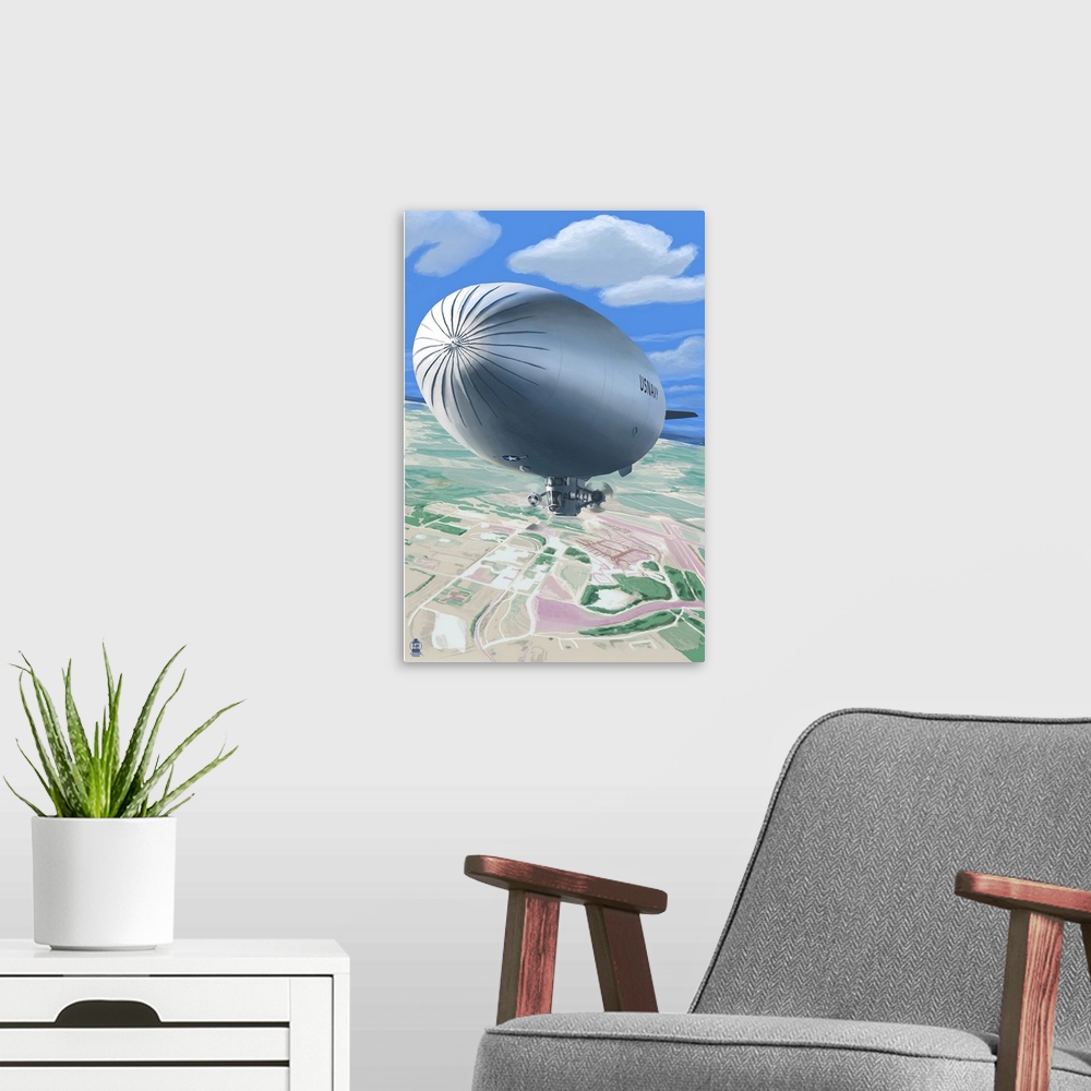 A modern room featuring Aerial View of Blimp