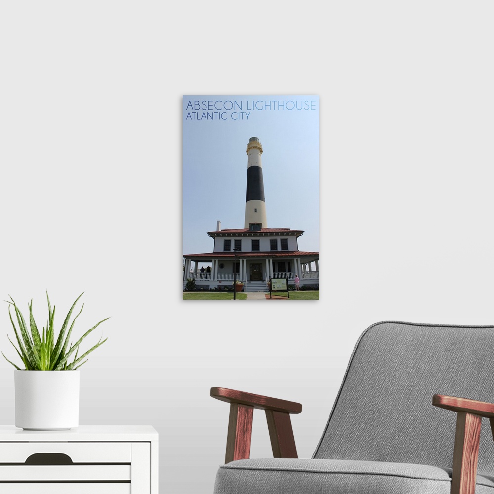 A modern room featuring Atlantic City, New Jersey, Absecon Lighthouse Front View