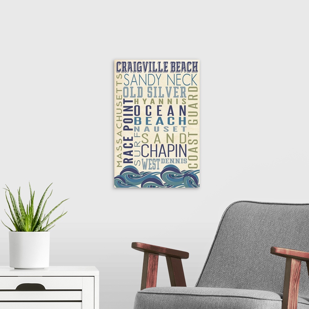 A modern room featuring Craigville Beach, Massachusetts, Typography (#1)