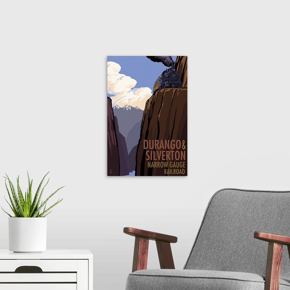 A modern room featuring Durango and Silverton Narrow Gauge Railroad: Retro Travel Poster