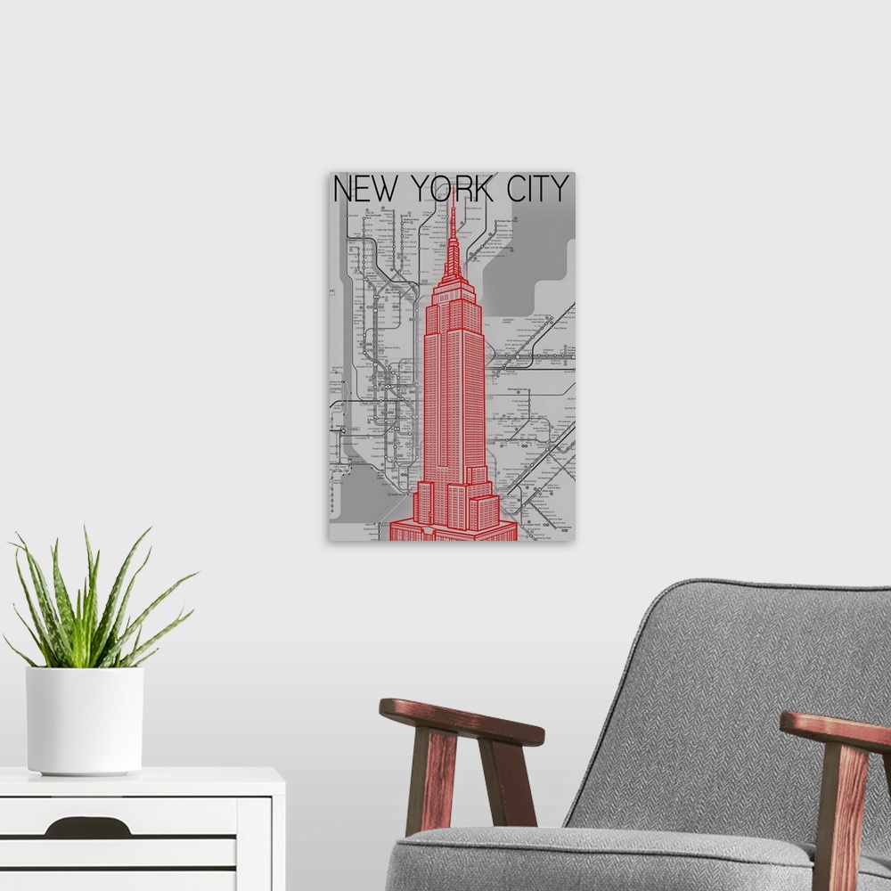 A modern room featuring Empire State Building, New York City