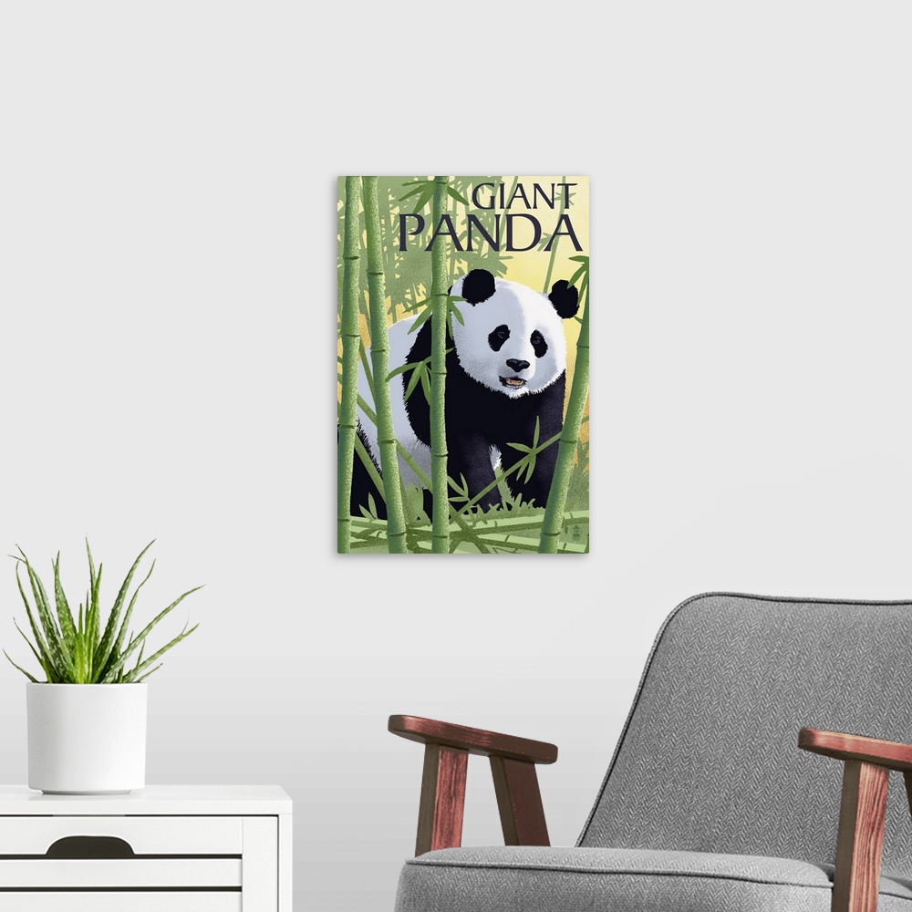 A modern room featuring Giant Panda, Lithograph Series