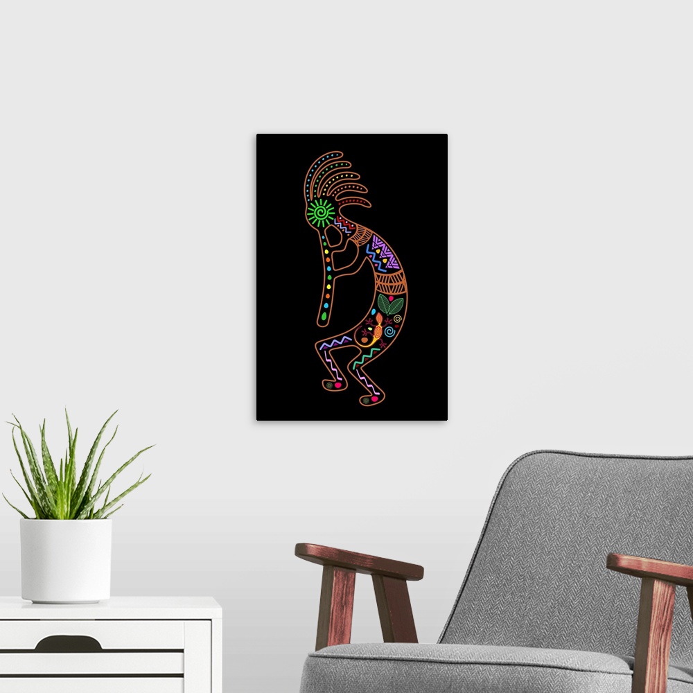 A modern room featuring Kokopelli - Colorful