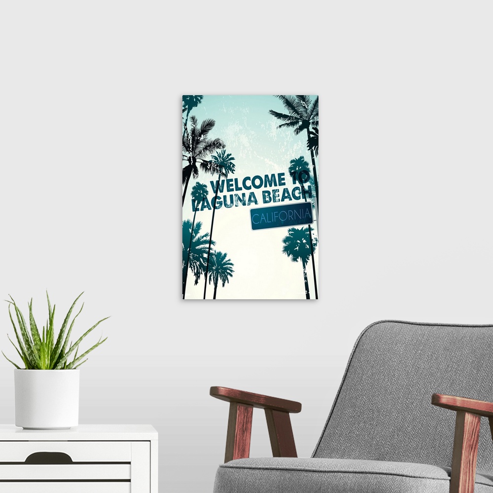 A modern room featuring Laguna Beach, California, Street Sign and Palms