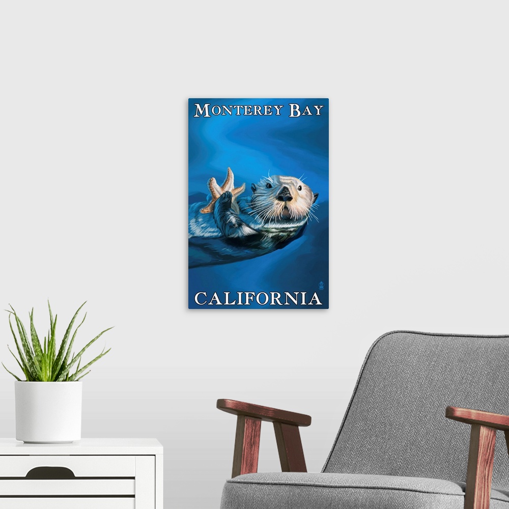 A modern room featuring Monterey Bay, California, Sea Otter