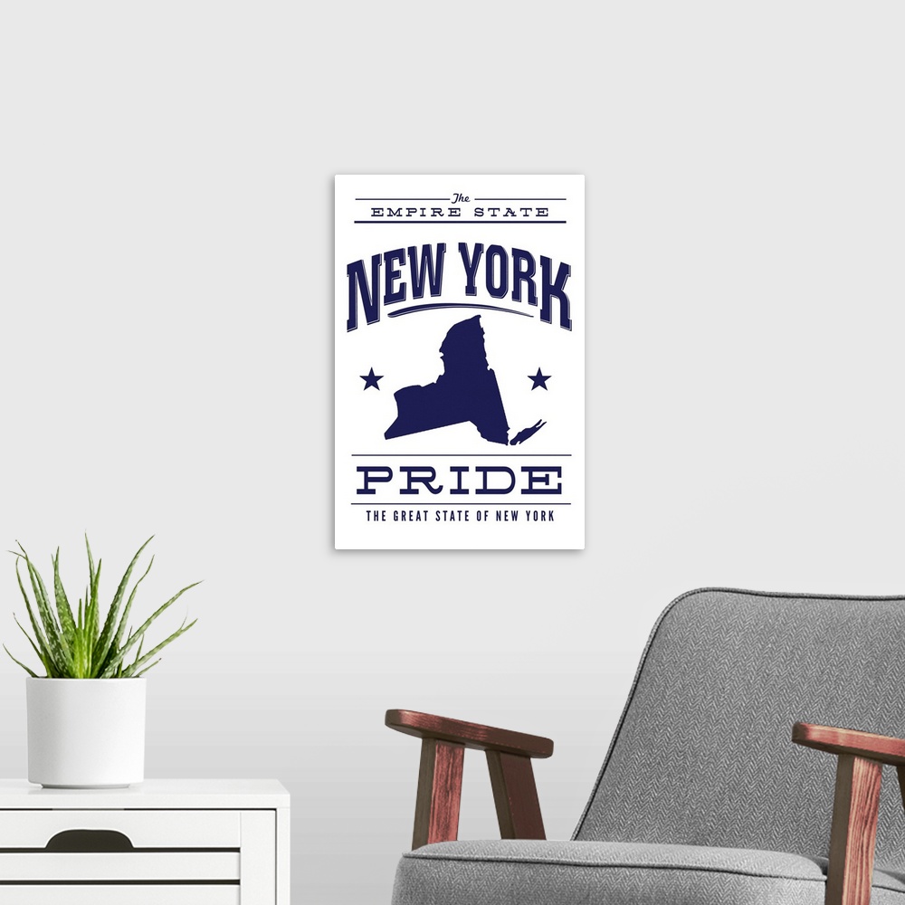 A modern room featuring New York State Pride (Blue)