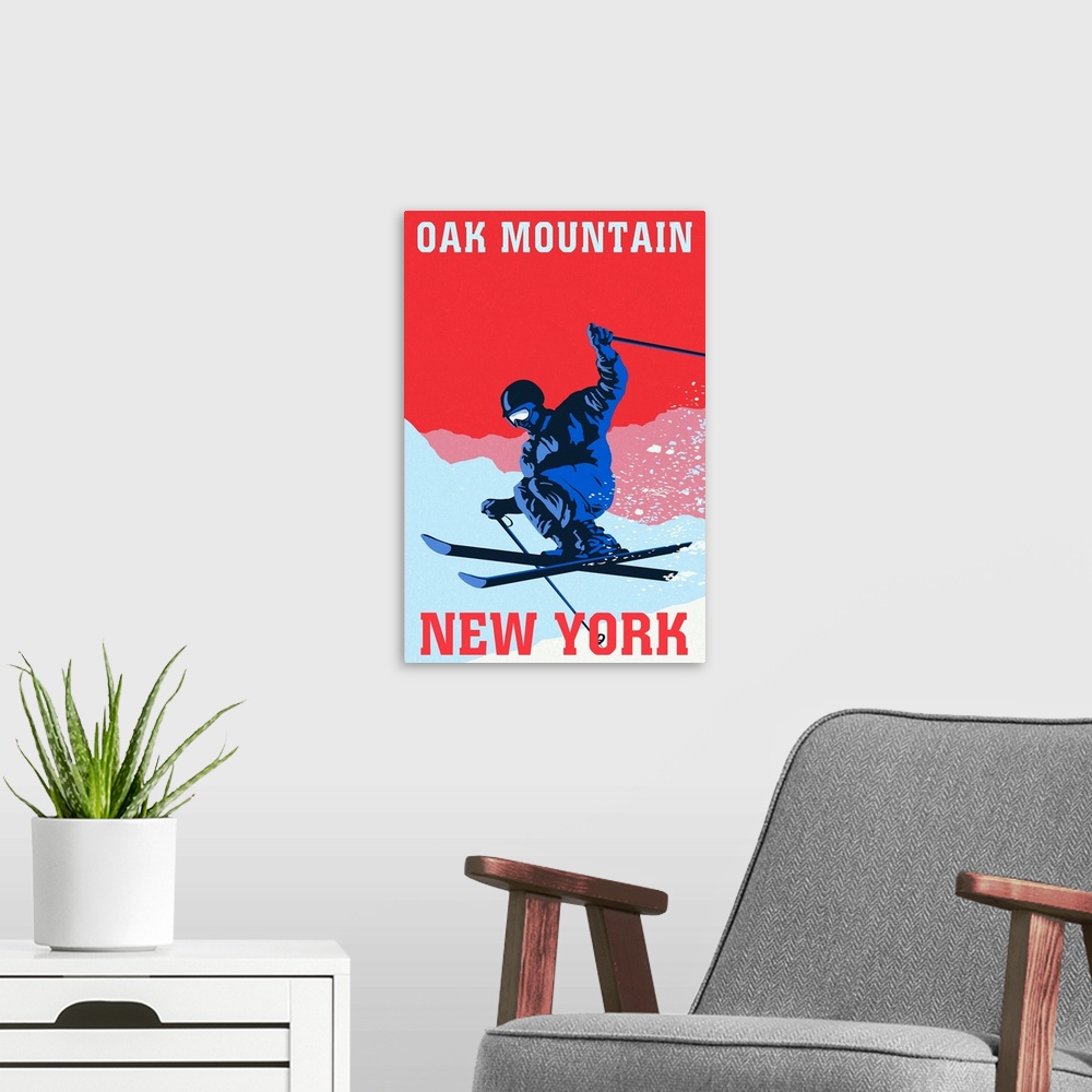 A modern room featuring Oak Mountain, Speculator, New York, Colorblocked Skier