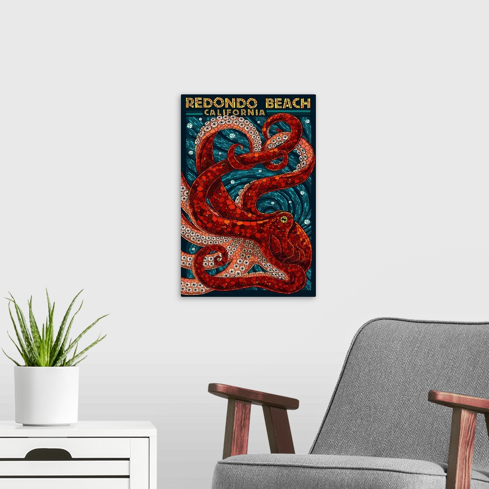 A modern room featuring Redondo Beach, California, Octopus Mosaic