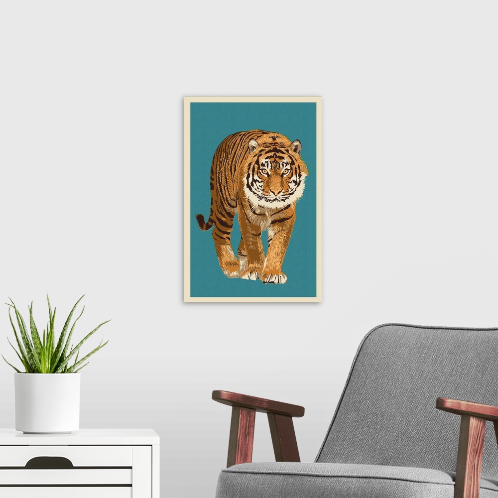 A modern room featuring Tiger, Letterpress