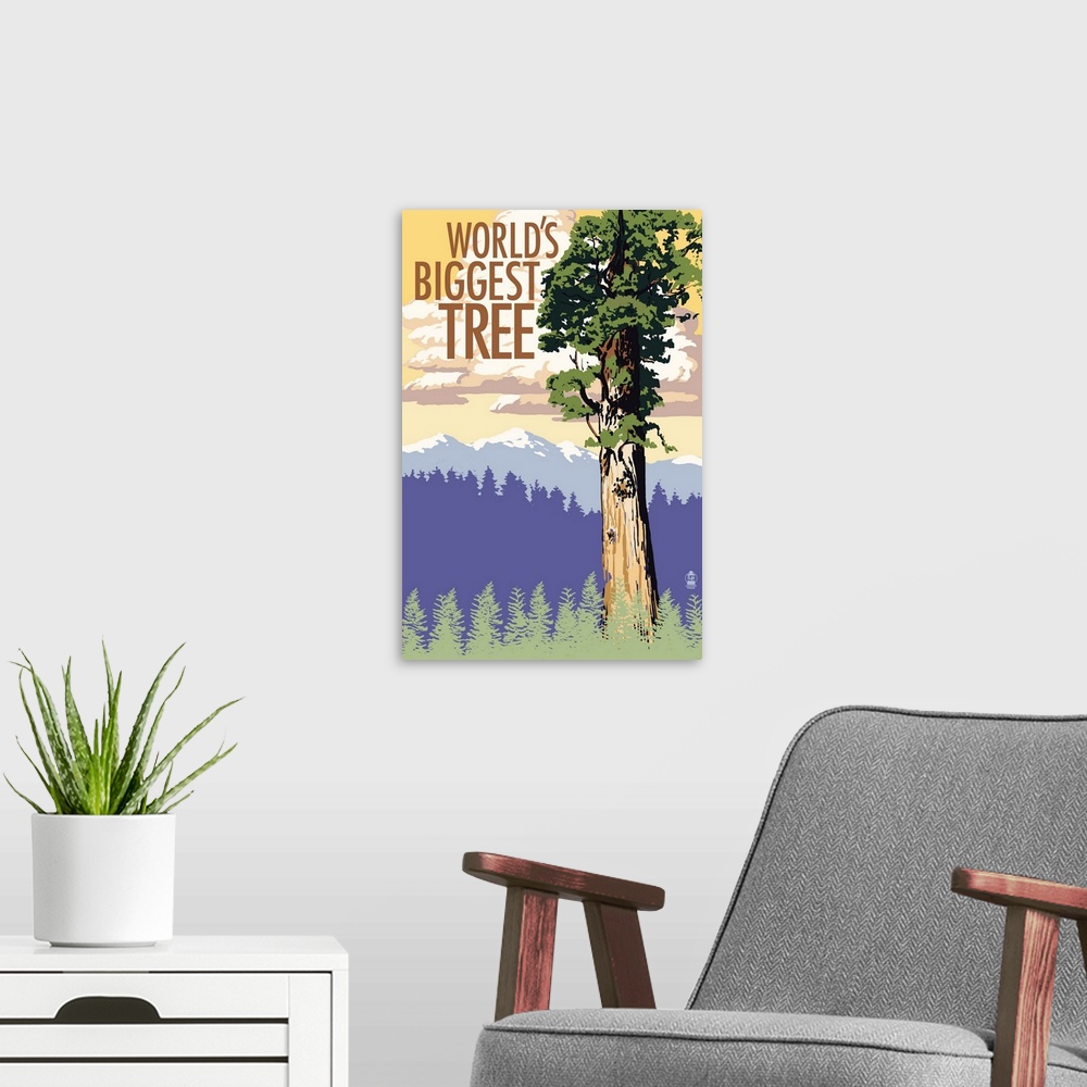 A modern room featuring World's Biggest Tree, National Park WPA Sentiment