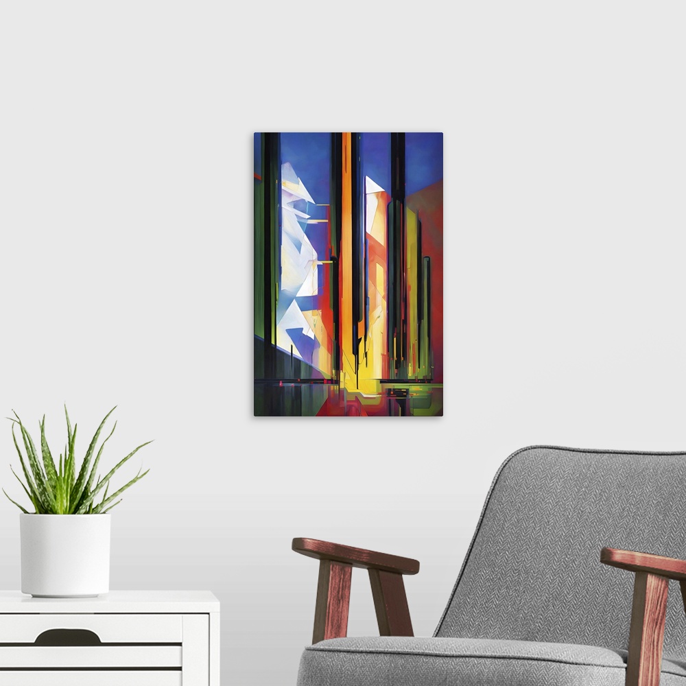 A modern room featuring Abstract photo made to look like an abstract oil painting in post-processing. The image is an imp...