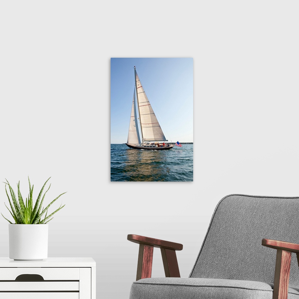 A modern room featuring Hope M52 Yacht sailing in sea, Rhode Island, USA