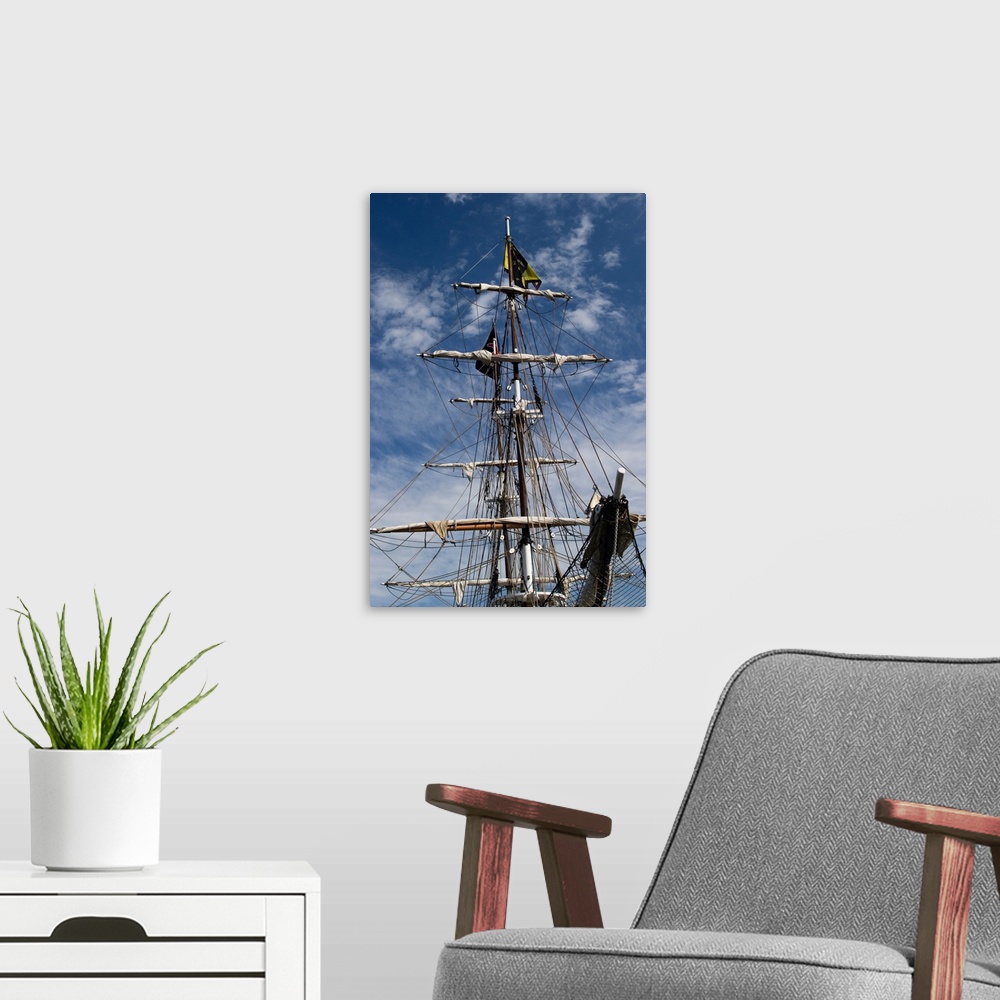 A modern room featuring Low angle view of mast of sailboat, Dana Point Harbor, Dana Point, Orange County, California, USA