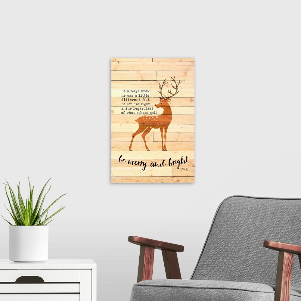 A modern room featuring Be Merry and Bright Deer