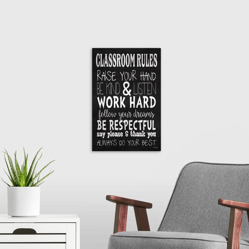 A modern room featuring Classroom Rules