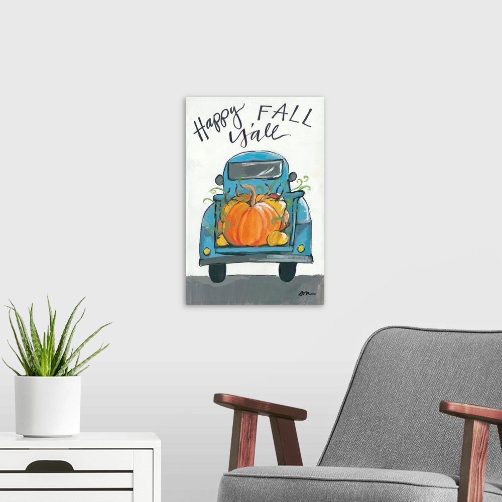 A modern room featuring Happy Fall Yall Truck