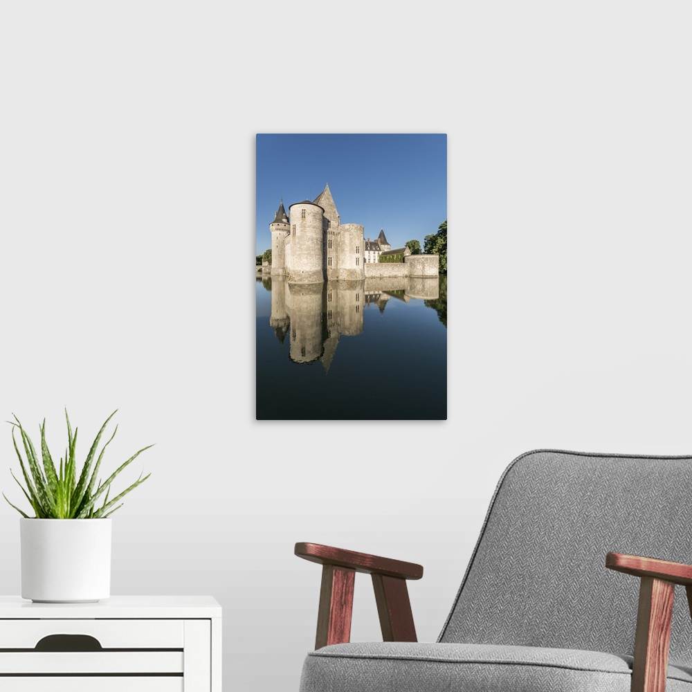 A modern room featuring Castle and its moat, Sully-sur-Loire, Loiret, Centre, France