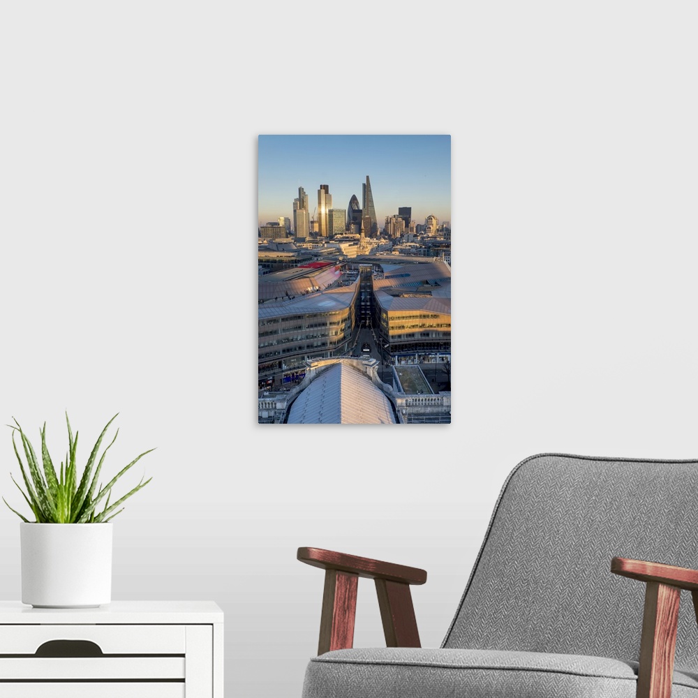 A modern room featuring City skyline from St. Pauls, London, England