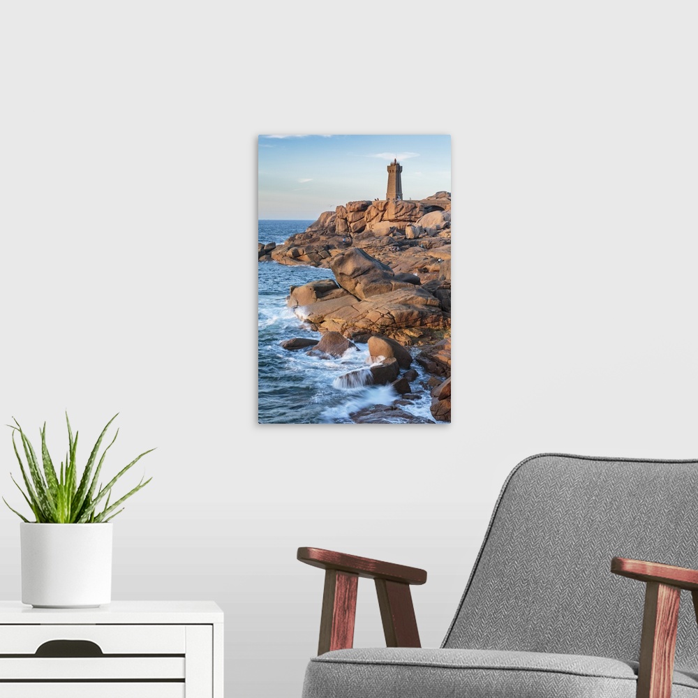 A modern room featuring Ploumanach lighthouse, Perros-Guirec, Cotes-d'Armor, Brittany, France