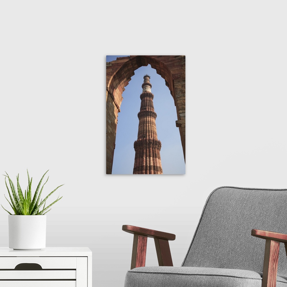 A modern room featuring Qutab Minar Tower, New Delhi, India