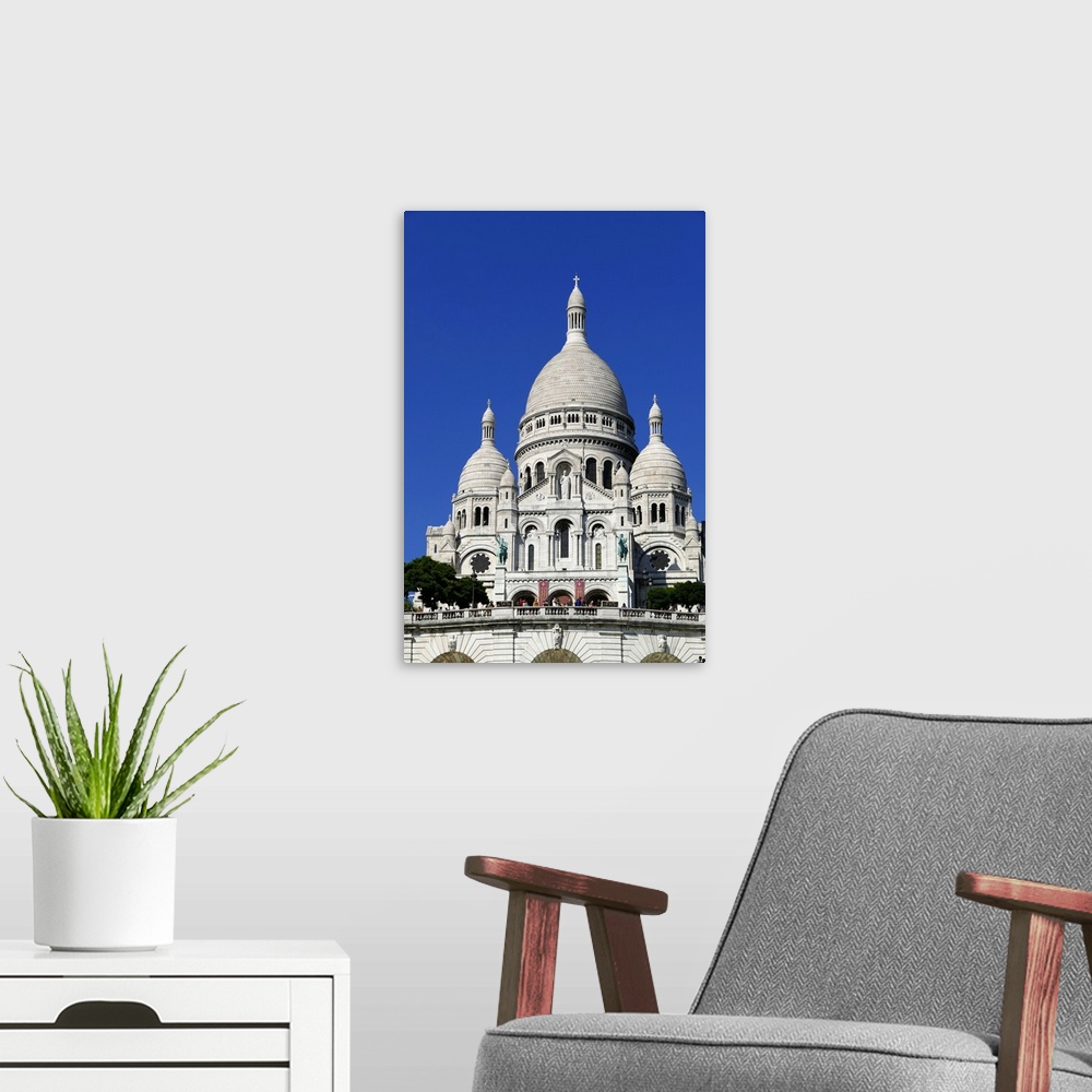A modern room featuring Sacre Coeur Basilica on Montmartre, Paris, France
