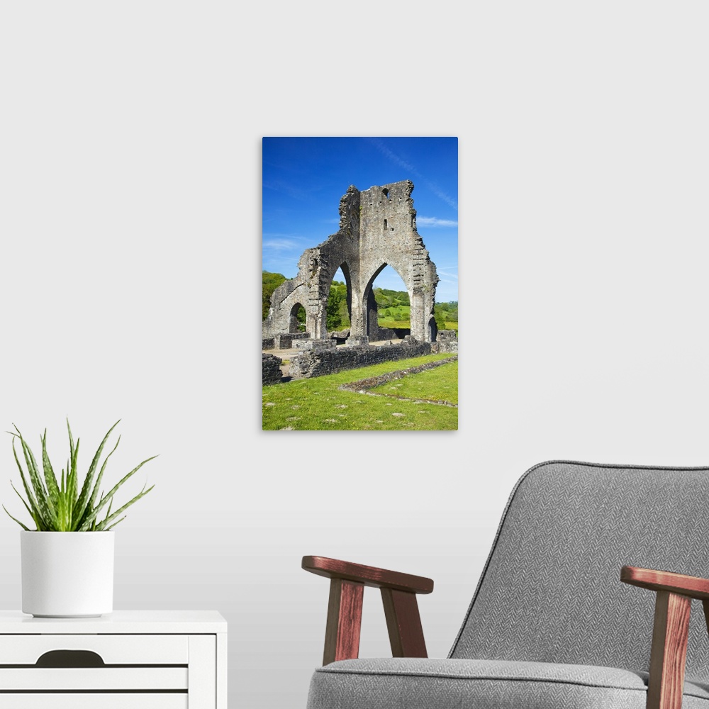 A modern room featuring Talley Abbey, near Llandeilo, Carmarthenshire, Wales