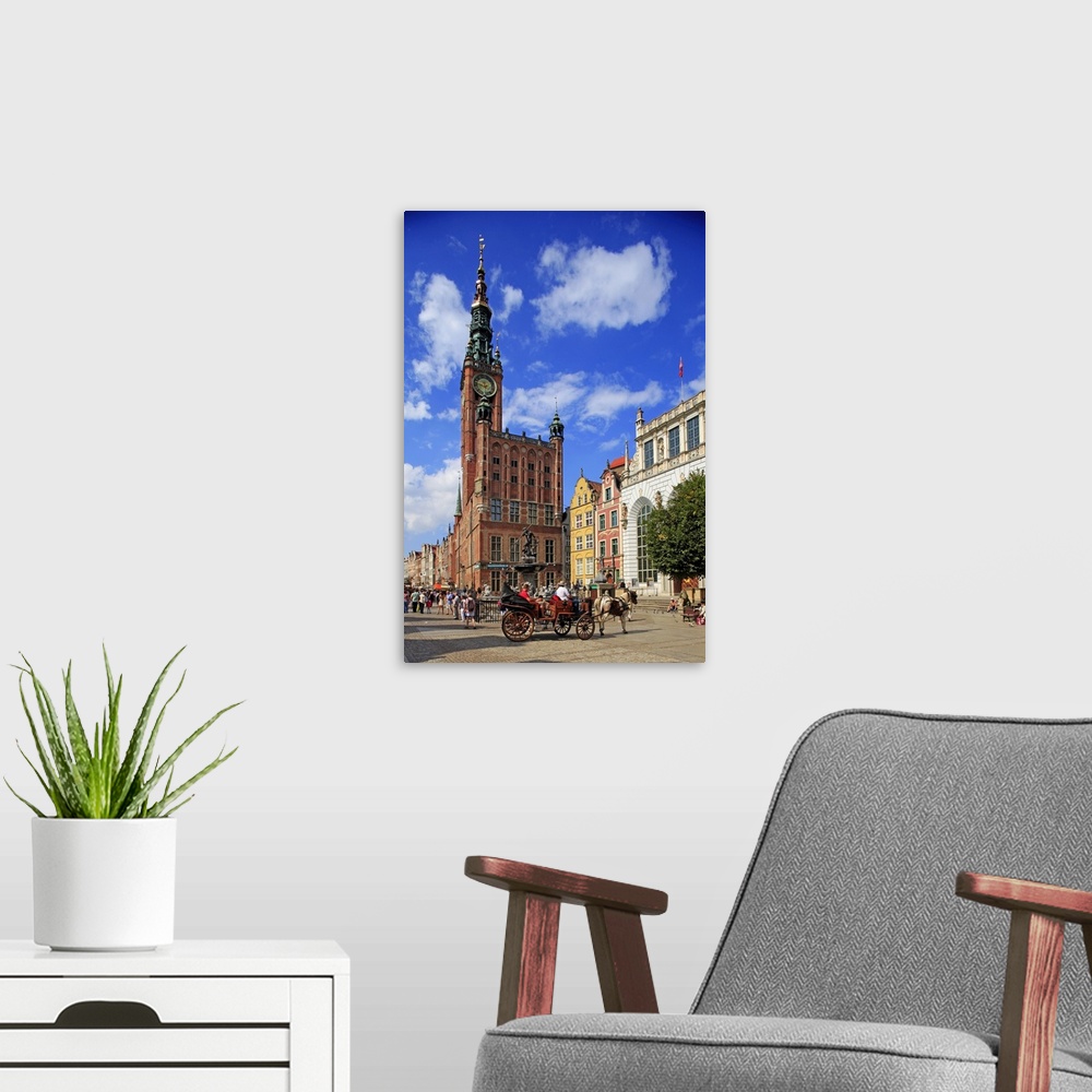 A modern room featuring Town Hall of Rechtstadt District on Long Market in Gdansk, Gdansk, Pomerania, Poland