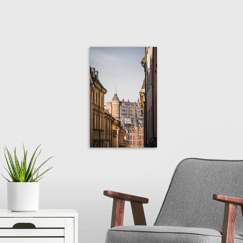 A modern room featuring View of Mariaberget from Gamla Stan, Stockholm, Sweden, Scandinavia, Europe