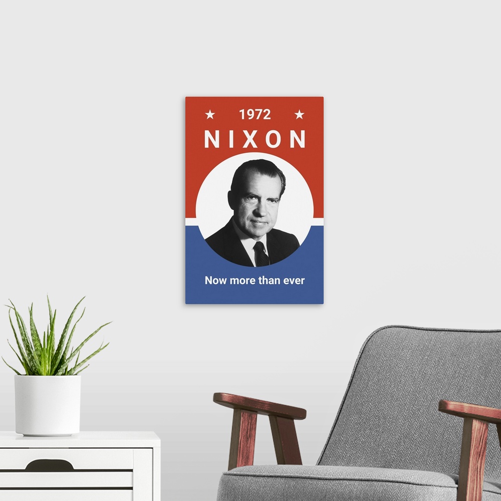 A modern room featuring Vintage American history print of President Richard Nixon.