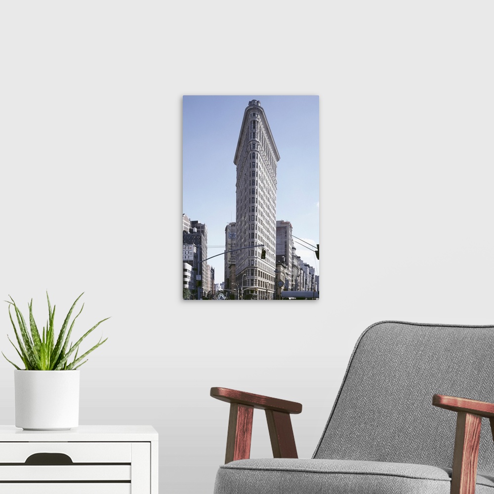 A modern room featuring The Flatiron Building in New York City. Photograph by Carol M. Highsmith, c1990.