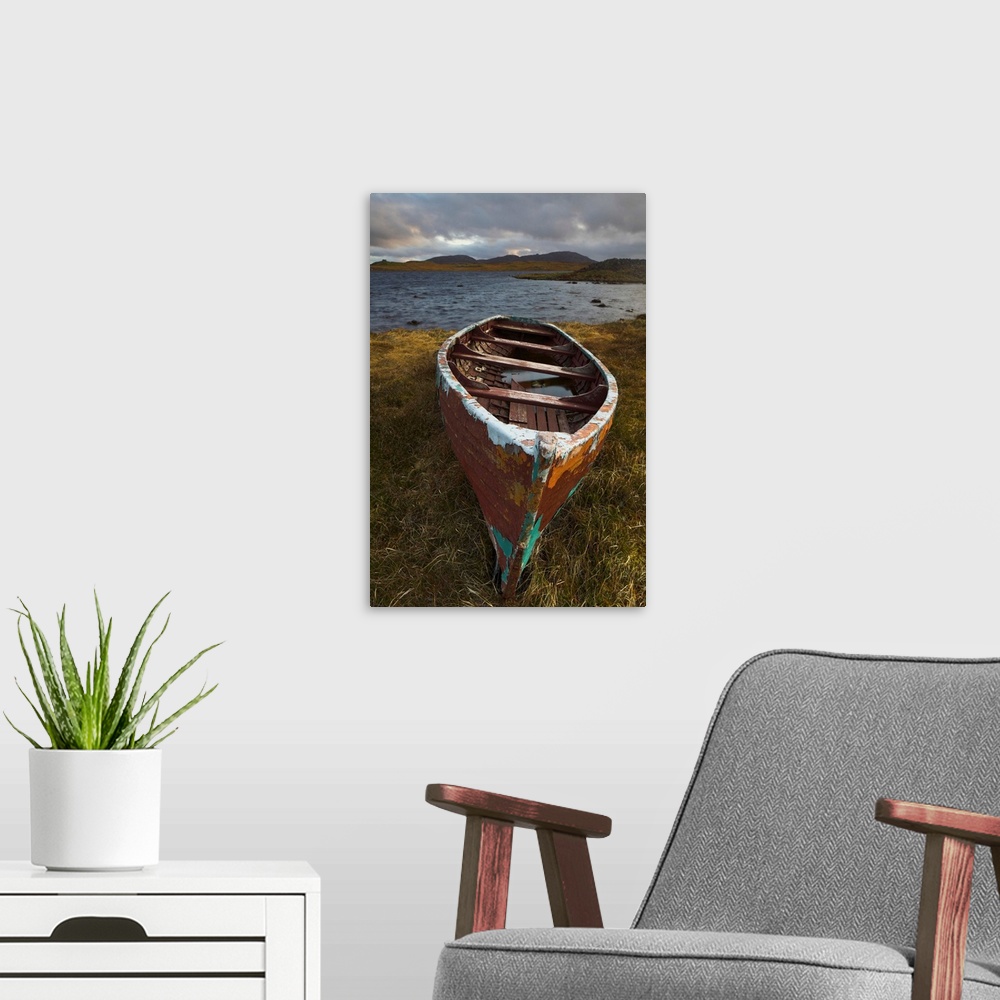 A modern room featuring Abandoned boat on a Scottish loch