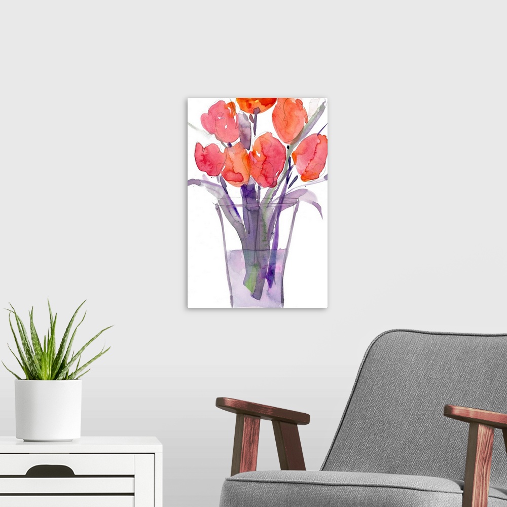 A modern room featuring My Red Tulips II
