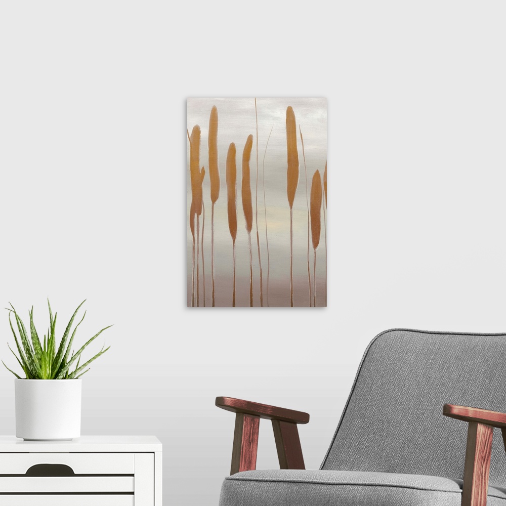 A modern room featuring Reeds and Leaves II