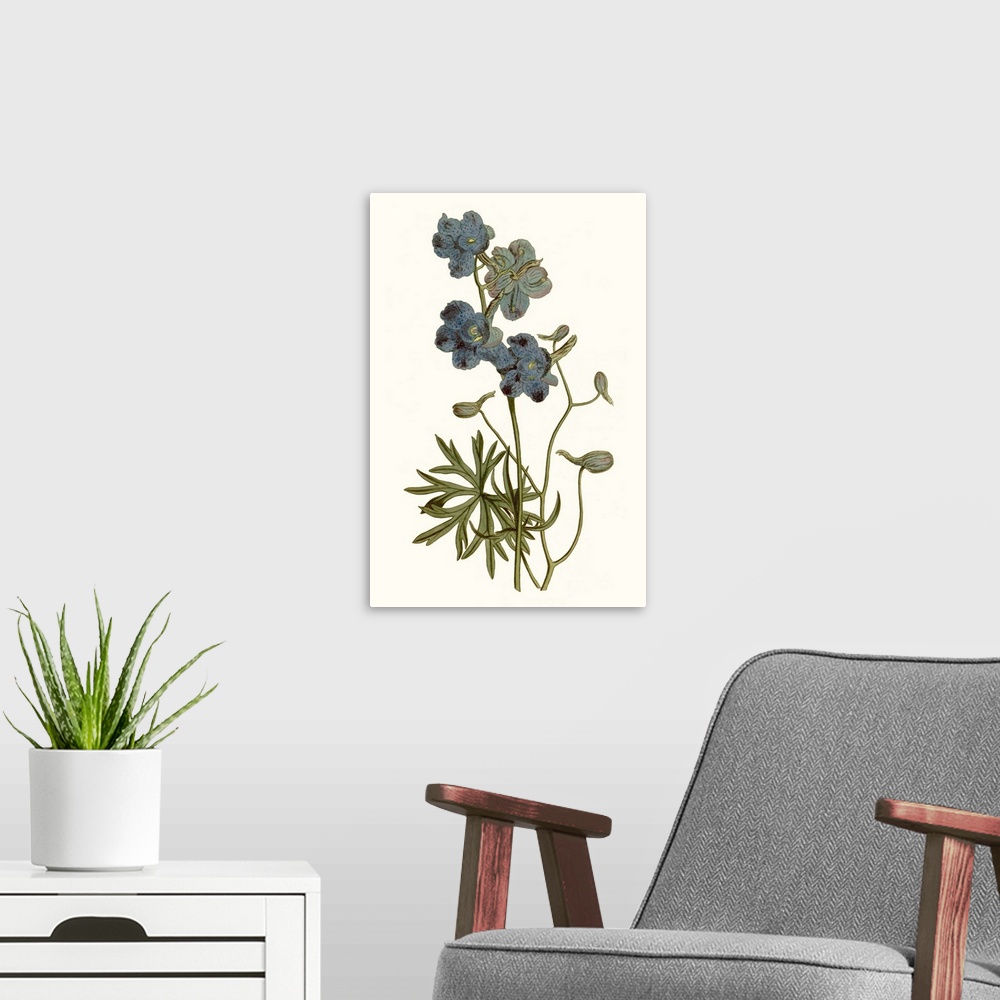 A modern room featuring Soft Blue Botanicals V