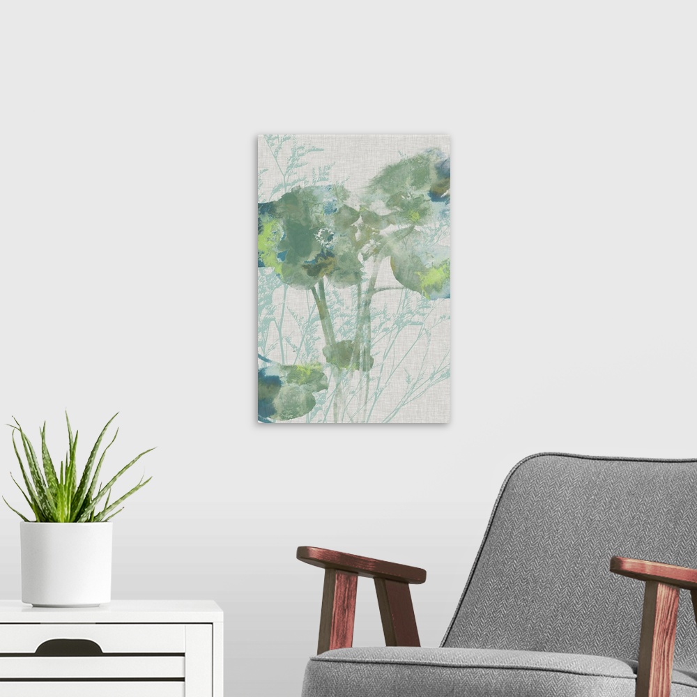 A modern room featuring Watercolor Flower Panel II