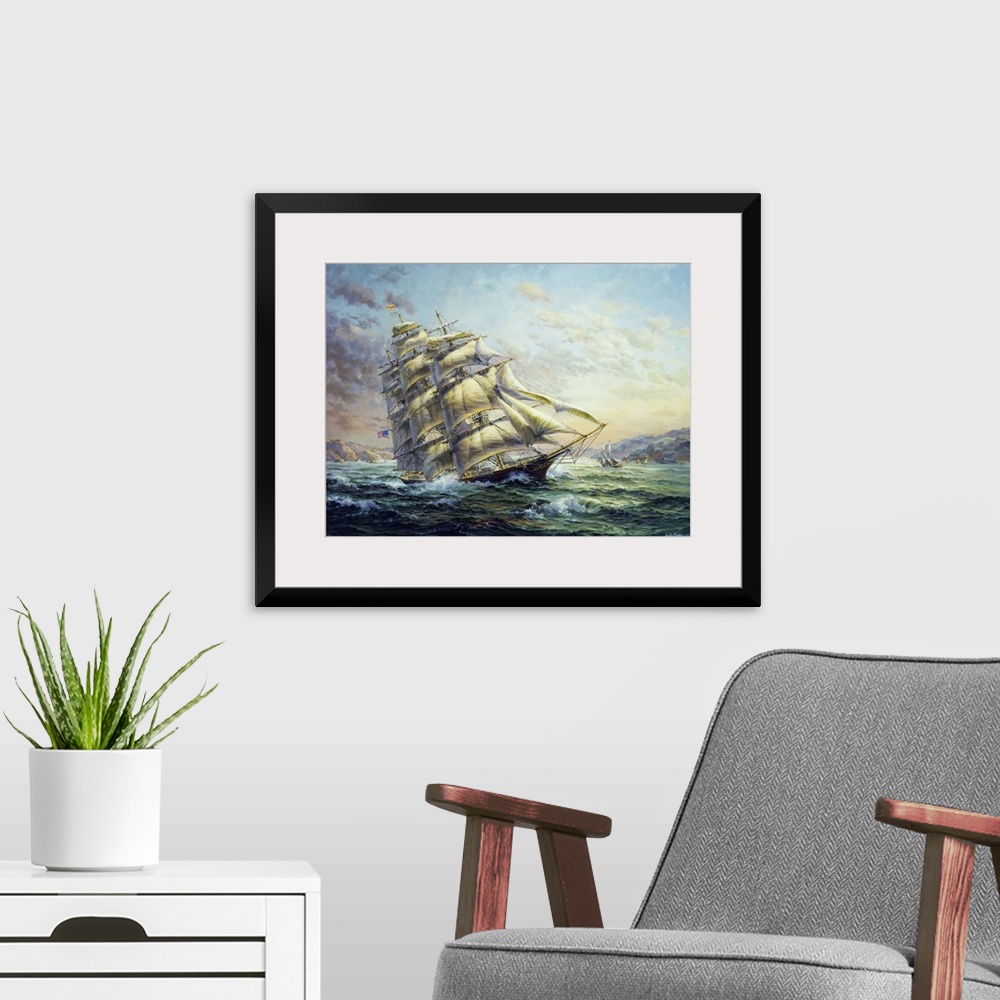 A modern room featuring Clipper Ship Surprise