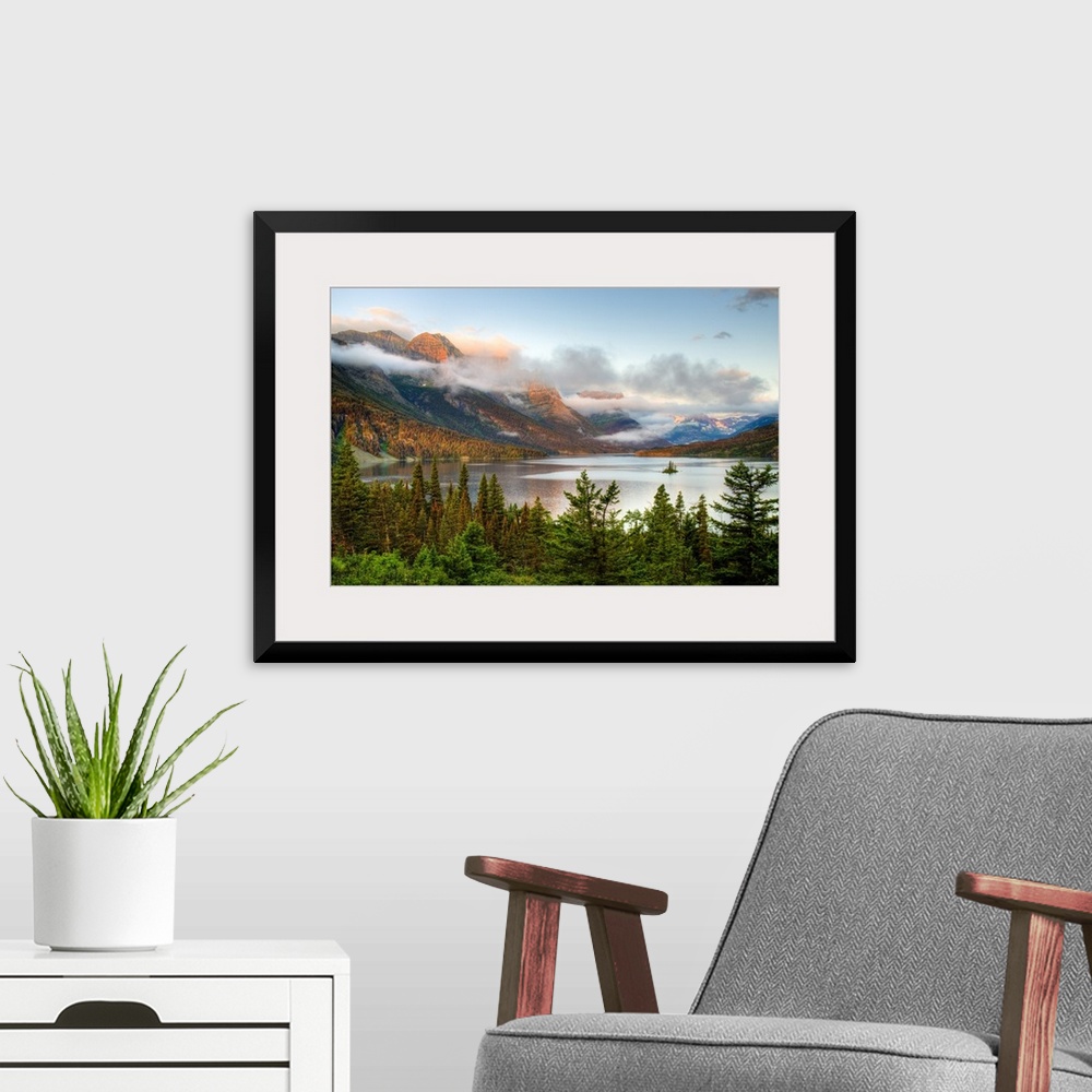 A modern room featuring MT, Glacier National Park, Saint Mary Lake and Wild Goose Island