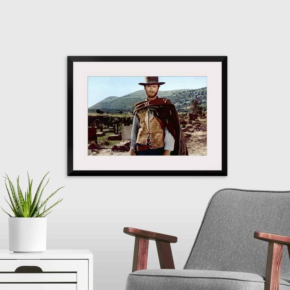 A modern room featuring Clint Eastwood in The Good, The Bad, And The Ugly - Movie Still