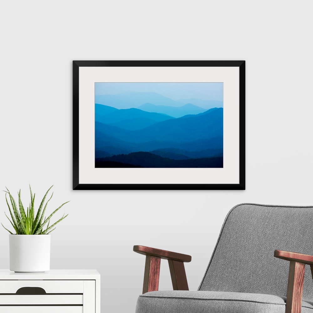 A modern room featuring USA, Virginia, Blue Ridge Parkway, Appalachian Mountains fading into distance on spring afternoon