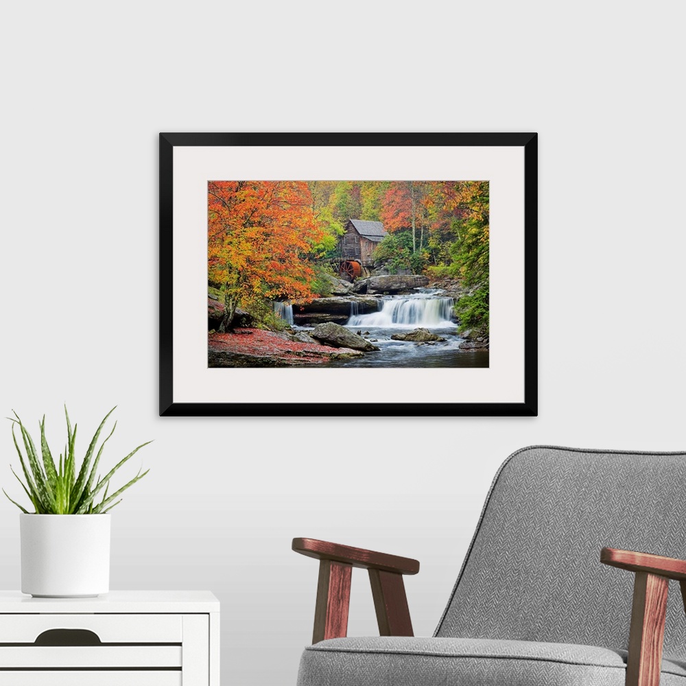 A modern room featuring Rushing Creek And Old Gristmill